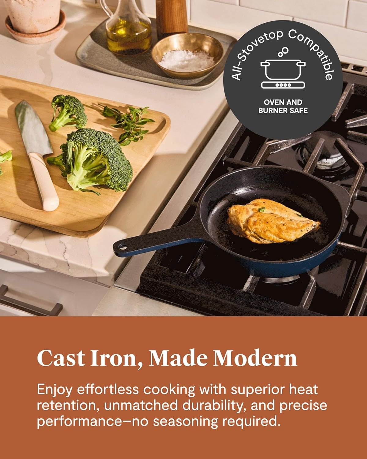 Caraway 8-Piece Enameled Cast Iron Set - 10.5” Skillet, Grill Pan, 3.5 qt Braiser Pan, 6.5 qt Dutch Oven with Lid and Organizers - Non-Toxic 3-Layer Enamel Coating - No Seasoning Required - Cream - Image 4