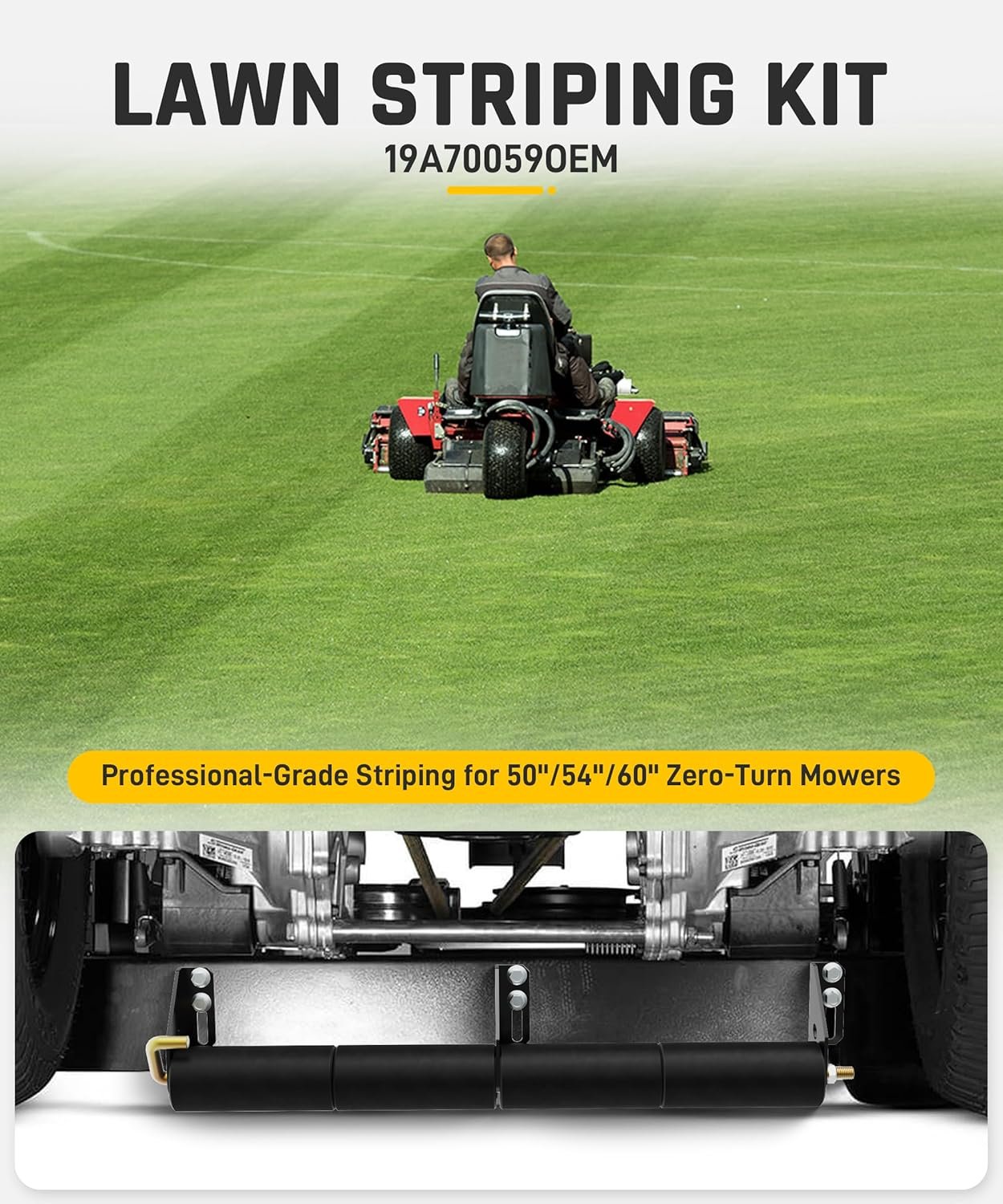 Wyckoff 19A70059OEM Lawn Striping Kit for 50"/54"/60" Deck Zero-Turn Mowers, Compatible with Cub Cadet ZT1/ZT2/ZT3, Troy-Bilt Mustang Z Series & More, Professional Grass Roller System - Image 2