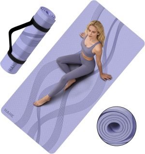 Yoga Mat High Density Exercise Mat, 76″x32″x0.27″Thick Wide & Large Yoga Mat for Women Men, Professional POE Workout Mat for Yoga, Pilates, Fitness & Stretching