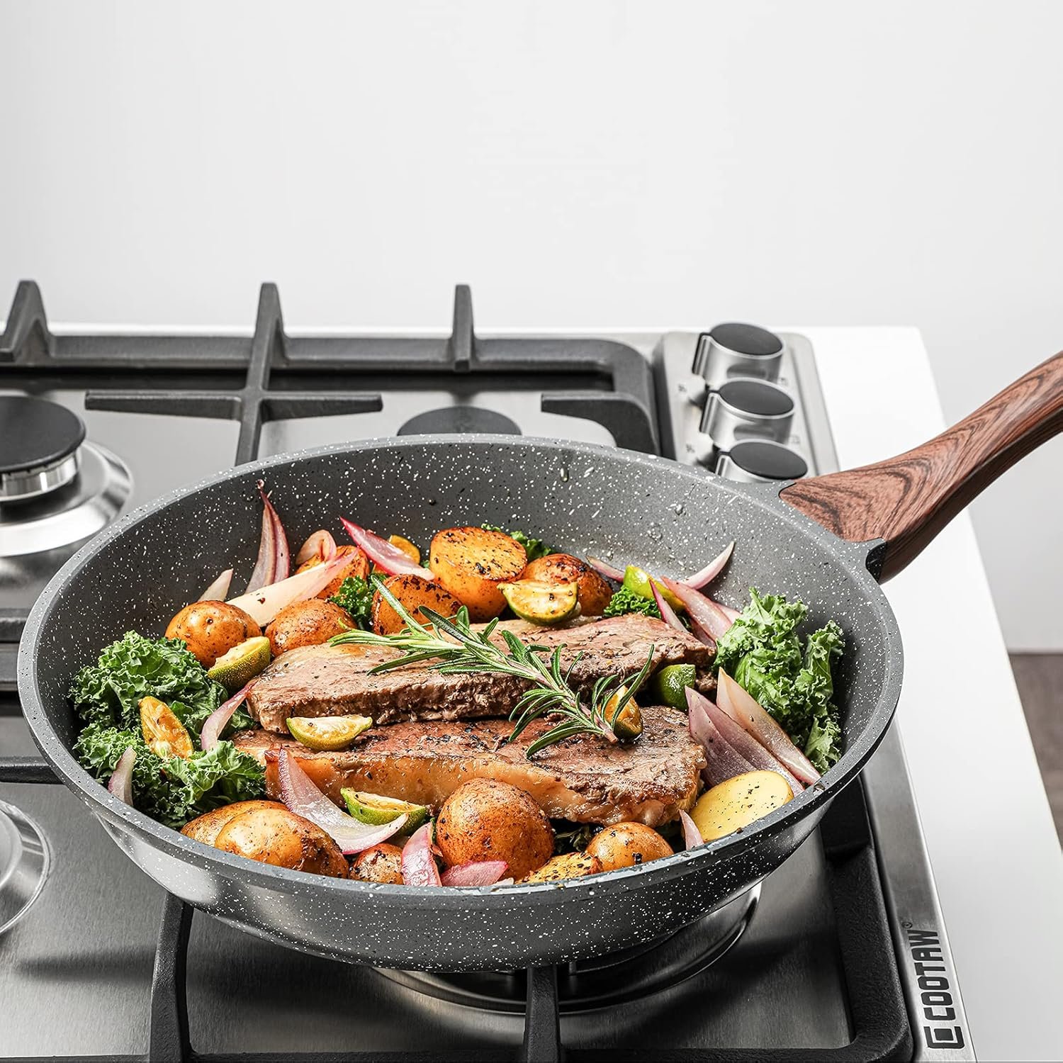 SENSARTE Nonstick Frying Pan Skillets, Swiss Granite Coating Omelette Pans, Healthy Cookware Chef's Pan, Free of Intentionally Added PFOA (9.5+11+12.5 Inch) - Image 7