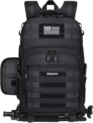MOSISO Camera Backpack, DSLR/SLR/Mirrorless Tactical Camera Bag Case with Laptop Compartment Compatible with Canon/Nikon/Sony, Black