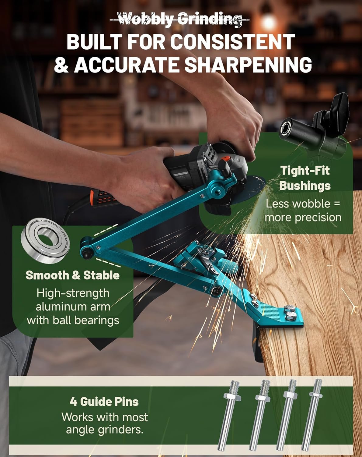 Lawn Mower Blade Sharpener, Lawnmower Blade Sharpening Tool with Balancer, Blade Sharpner Kit for Grinder - Image 4