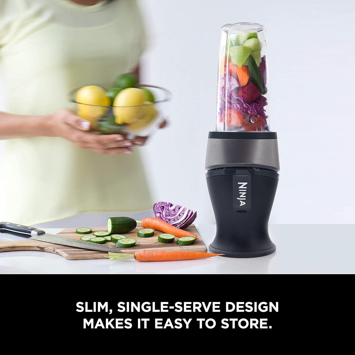 Ninja Fit Compact Personal Blender, Portable Blender for-Smoothies, Shakes, Food Prep, and Frozen Blending, 700-Watt Base, (2) 16-oz. Cups and Spout Lids, Black QB3001SS - Image 4