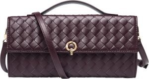 CHUNLI Dressy Woven Clutch Purses for Women Designer Crossbody Bags with Top Handle Formal Evening PU Leather Handbag