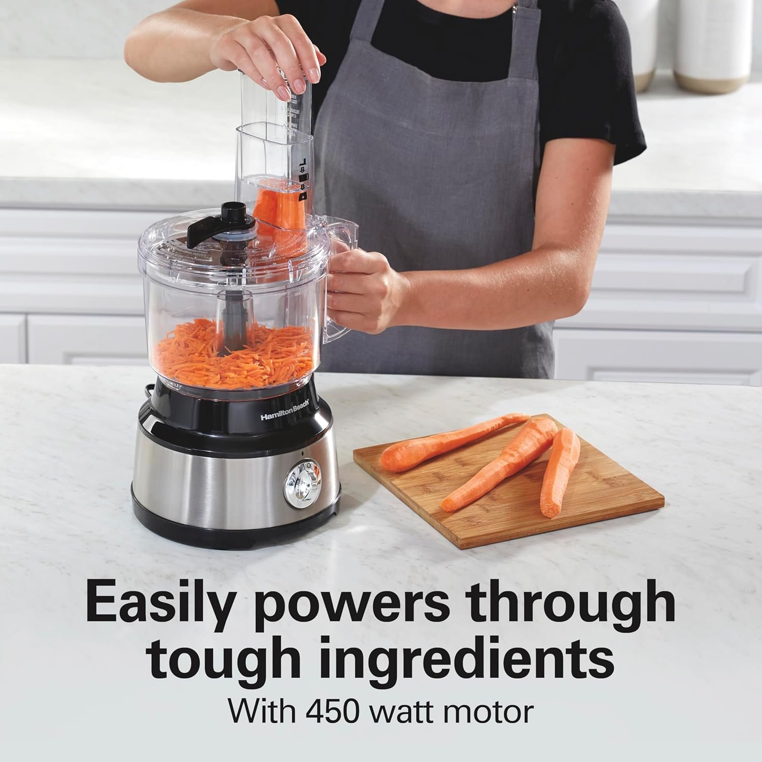 Hamilton Beach Food Processor & Vegetable Chopper for Slicing, Shredding, Mincing, and Puree, 10 Cups + Easy Clean Bowl Scraper, Black and Stainless Steel (70730) - Image 4