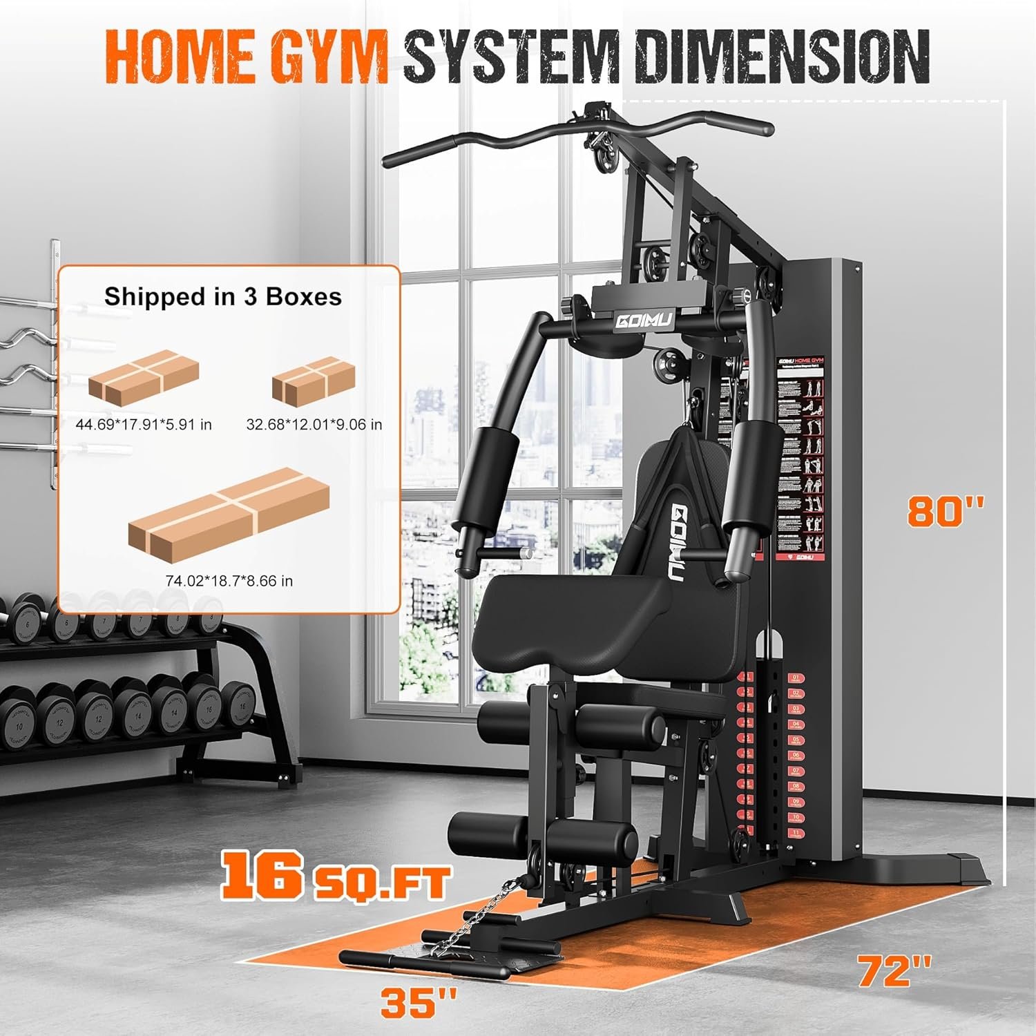 Home Gym, M1 Workout Station with 140LBS Weight Stack, Multifunctional Home Gym Equipment with Pulley System for Full Body Strength Training - Image 7