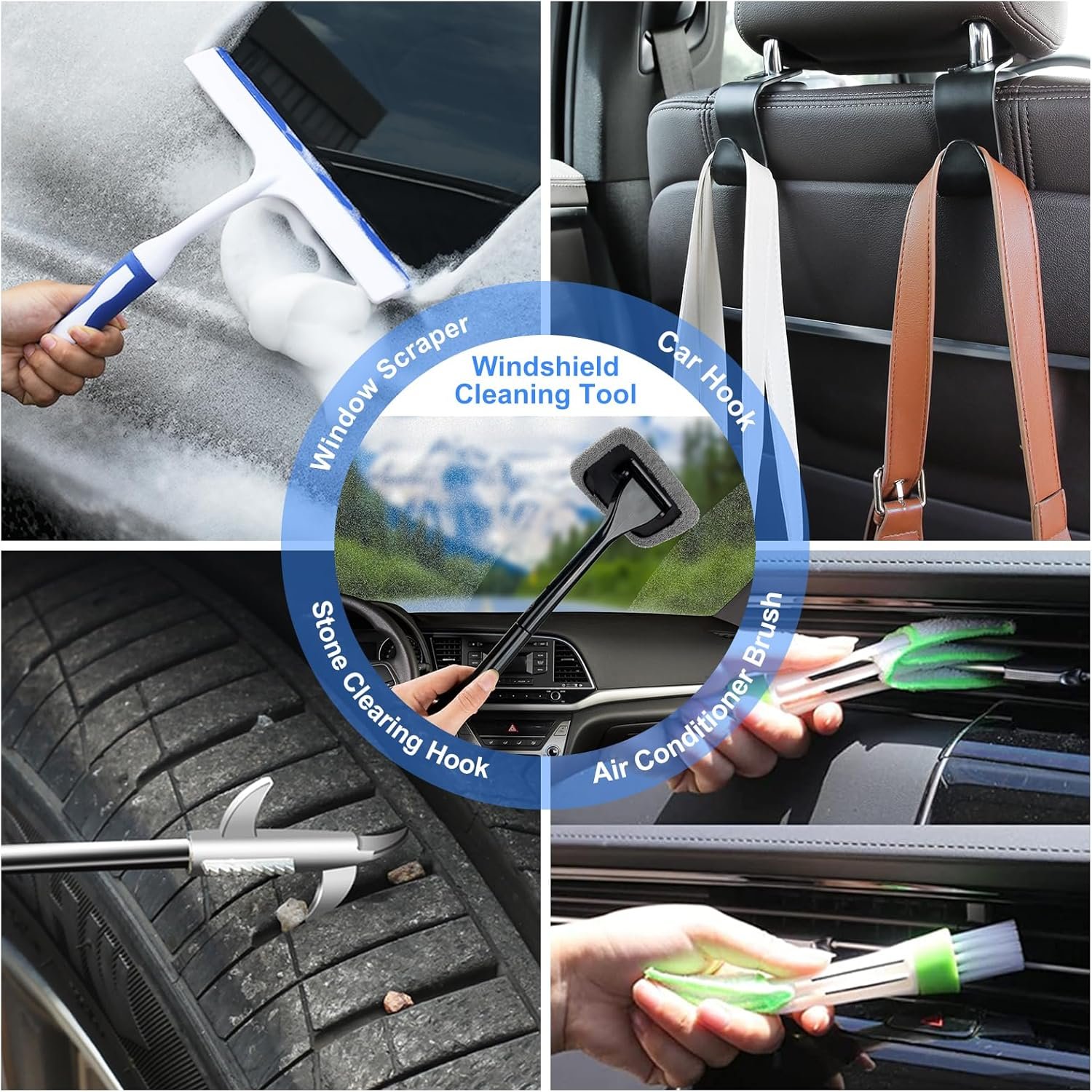 AUTODECO 43Pcs Car Wash Detailing Kit Cleaning Kits with Foam Gun Sprayer Long Handle Mop Car Vacuum Drill Brush Large Wash Mitt Towels Complete Interior Exterior Car Washing Supply Set Blue - Image 7
