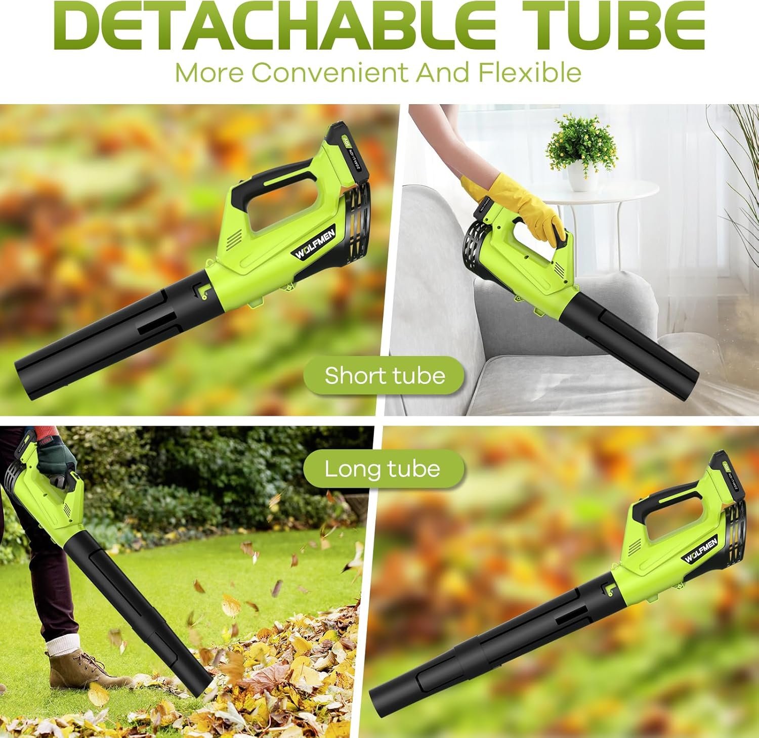 Leaf Blower, Electric Cordless Leaf Blower with 2 Batteries and Charger, 2 Speed Mode, Lightweight Cordless Blower for Blowing Leaves, Patio Cleaning, Blowers for Lawn Care and Dust - Image 6