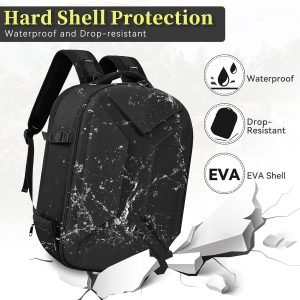 TORIBIO Camera Backpack, Hardshell DSLR Photography Camera Bag, Waterproof Hard Shell Camera Case with Tripod Holder & 15.6″ Laptop Compartment Compatible with Canon/Nikon/Sony/DJI Mavic Drone
