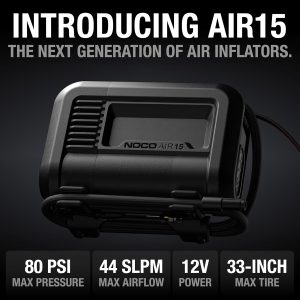NOCO AIR15: UltraFast 15A Tire Inflator – 12V Portable Air Compressor Pump – 44 SLPM Airflow Inflates 0–40 PSI in 2.9 Minutes – Digital Gauge + Auto-Shutoff
