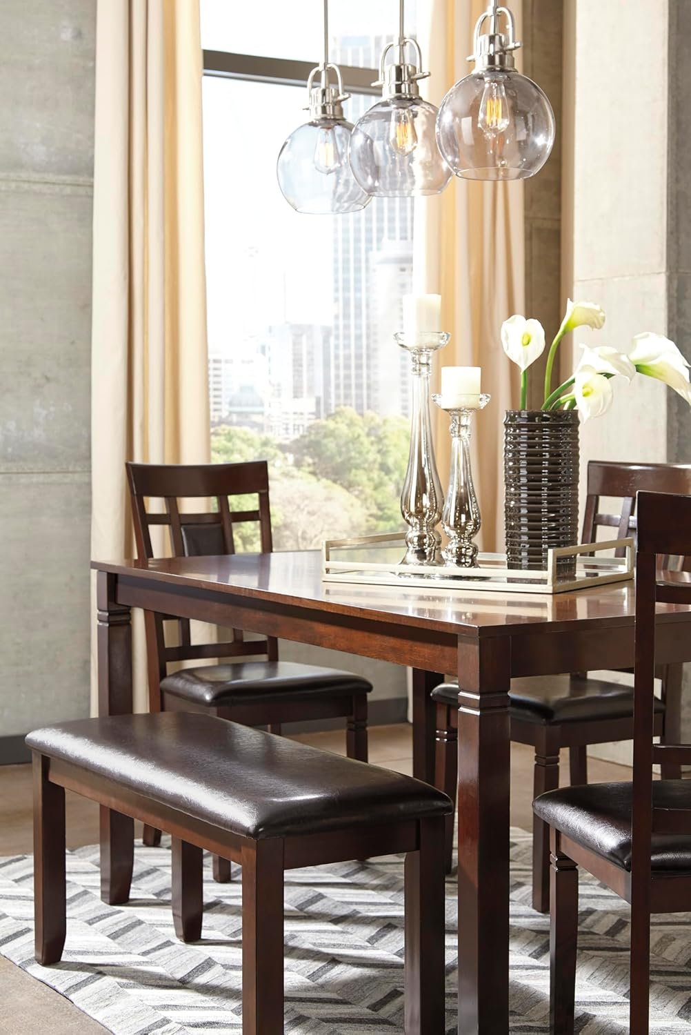 Signature Design by Ashley Bennox Dining Room Table and Chairs with Bench (Set of 6), Brown - Image 10