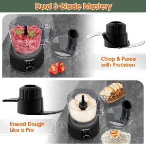 Food Processor and Blender Combo, 88 oz Food Chopper for Meat, Vegetable and Dough, 70 oz ...