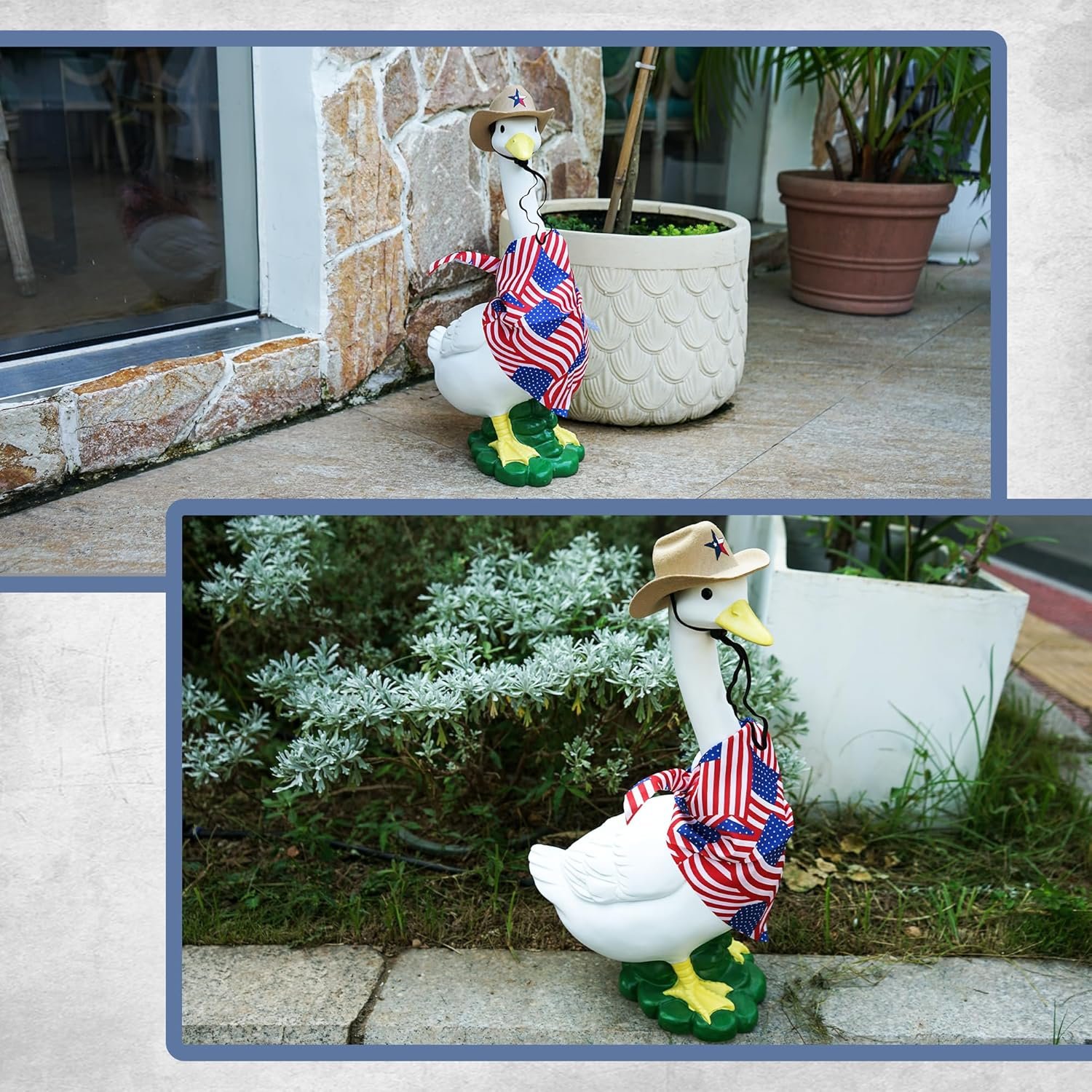 Porch Goose Garden Statue with Outfit - Large Goose Garden Lawn Decor, Big Duck Sculpture, 20″ Resin Animal Figurine for Patio/Balcony/Front, Yard Art Lawn Ornaments, Housewarming Women Gifts - Image 6