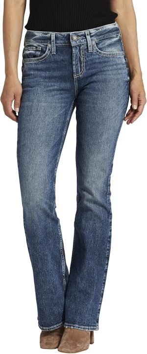 Silver Jeans Co. Women’s Suki Mid Rise Curvy Fit Slim Bootcut Jeans