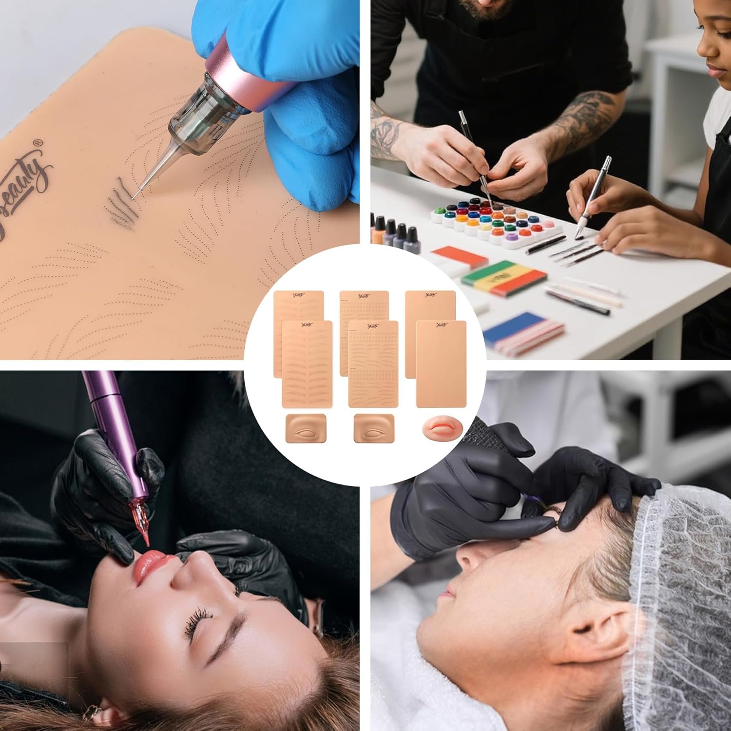 86PCS Complete Microblading Eyebrow Kit, Ybeauty Professional Eyebrow Mapping Kits, with 4PCS Makeup Ink, 8PCS Practice Skin, 30PCS Needles for Artists & Beginners Make Up Machine Supplies - Image 5