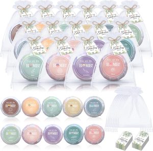 50 Sets Bridal Shower Wedding Party Favors Mini Bath Bombs Bulk for Guests Women Handmade Shower Gifts 10 Flavors Bachelorette Birthday Party Supplies with Tags Organza Bags
