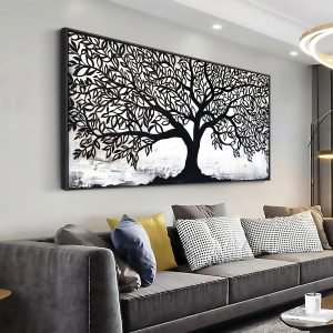 MooMel Wall Art Tree of Life Black and White Abstract Wall Art Canvas Painting for Living Room Bedroom Dining Room Home Office Decor Large Framed Ready to Hang 20″x40″