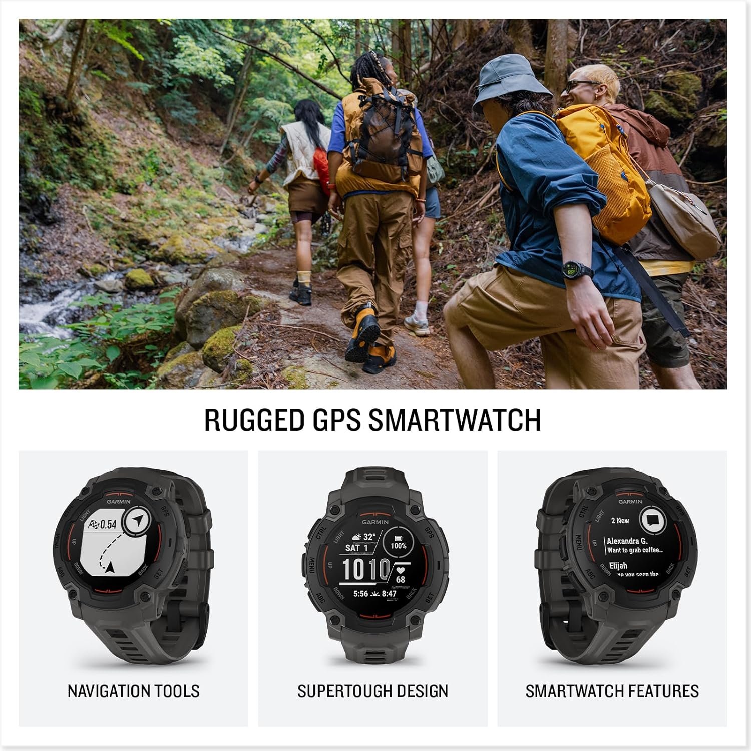 Garmin Instinct® E 45mm, Rugged Outdoor GPS Smartwatch, 24/7 Health Monitoring, Wrist-Based Heart Rate, Up to 16 Days of Battery Life, Charcoal - Image 2