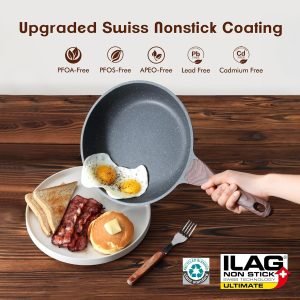 SENSARTE Nonstick Frying Pan Skillets, Swiss Granite Coating Omelette Pans, Healthy Cookwa...