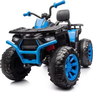 Kids ATV 4 Wheeler, 24V 4WD Electric ATV Ride On Toy for Big Kid w/ 2-Seater, 4x200W Motor, 5.6Mph Max Speed – Blue