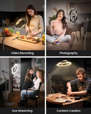 Ring Light with Stand Tripod for iPhone – Evershop 10” Overhead Camera Mount, 70.8” Tall Adjustable Selfie Light with Phone Holder for Video Recording, Photography, Streaming, TikTok, YouTube