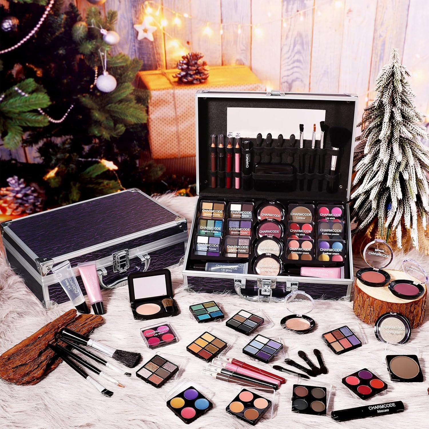 Makeup Kit for Teen Girls & Women Full Kit, Beauty Train Case with Starter Cosmetic Set, Make Up Christmas Gift Box with Eyeshadow,Lipgloss,Highlighter,Blush,Lip&Eye Pencils,Brush & More(Purple) - Image 8