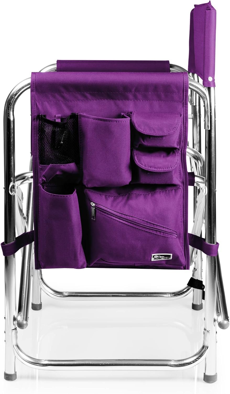 PICNIC TIME Sports Chair with Side Table, Outdoor Foldable Padded Adult Camping Chairs with Cup and Accessory Panel for Lawn, Beach, & Sports Use for Adults, up to 300-lbs Capacity, (Purple) - Image 9
