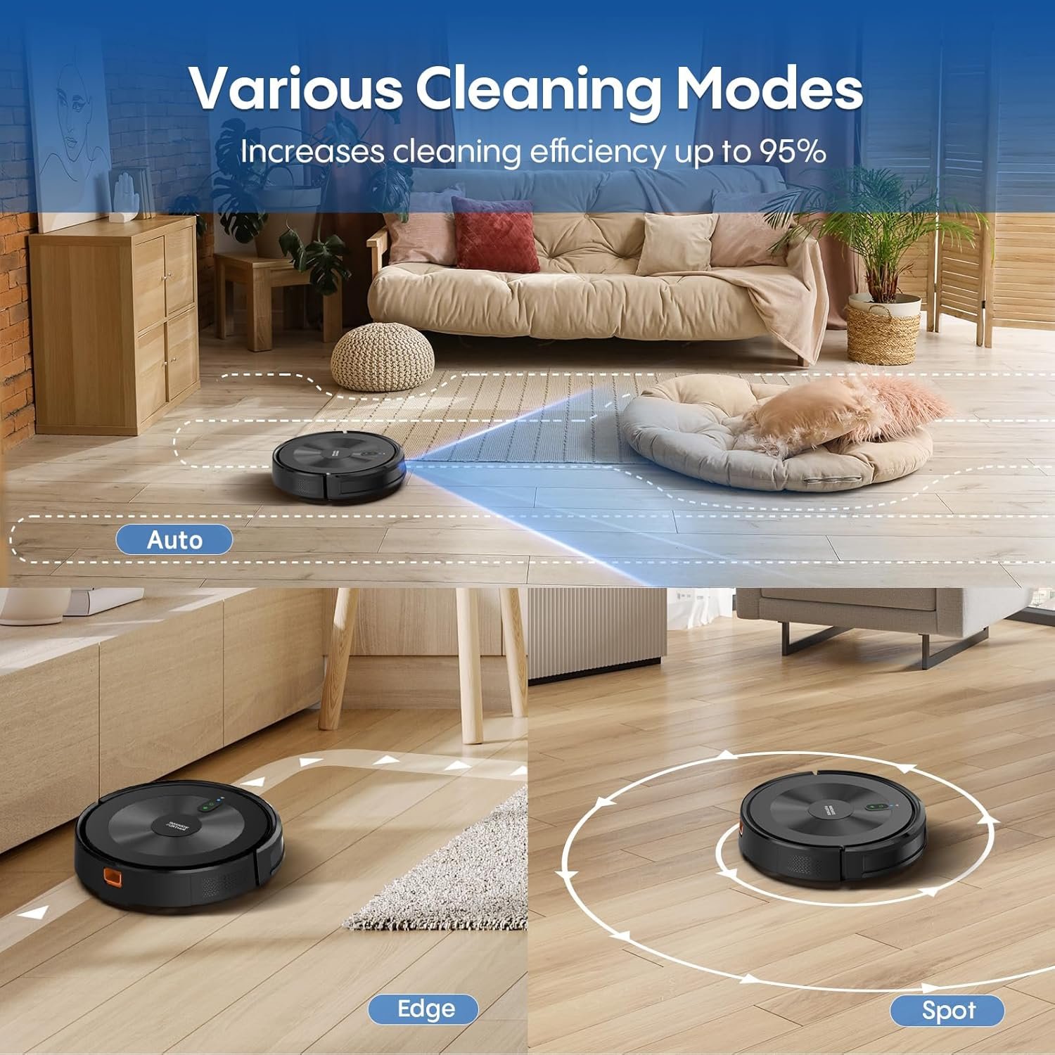 Robot Vacuum and Mop, 4000Pa 3-in-1 Robotic Vacuum Cleaner, Alexa & APP Control, Schedule Cleaning, Self-Charging, Slim and Quiet, Robotic Vacuum Perfect for Pet Hair, Hard Floor, Carpet - Image 4