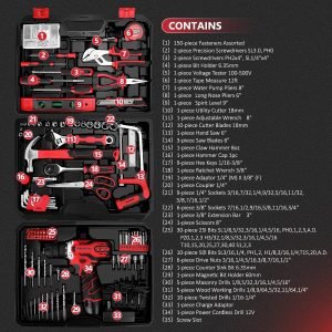 KingTool 276-Piece Tool Set Kit – Tool kit with 12V Cordless Power Drill Driver Toolbox Storage Case with Drawer, Drill Set Perfect for Homeowner, Diyer, Handyman