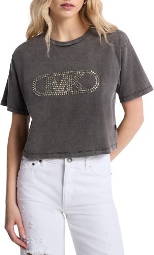 Michael Kors Women’s Cropped Empire Stud T-Shirt