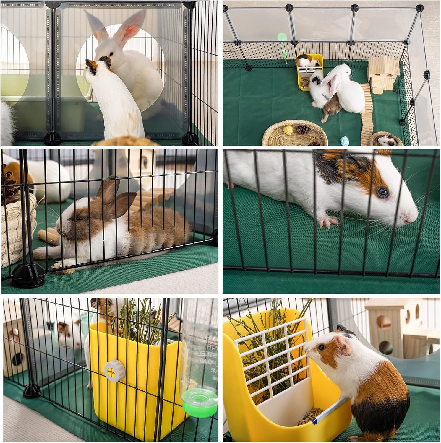 DINMO Small Animal Playpen with Oxford Mat, 24 inches Height, Pet Exercise Fence, Home Protector, Iron Mesh and Plastic Combination, Visualization, DIY, Games Hole Series, 60.2 x 24.8 x 24.8inch - Image 7