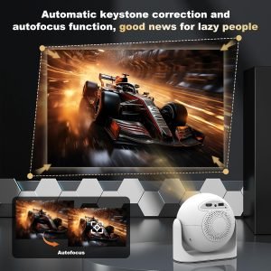 JY360 Video Projector – 350 ANSI,1080P, WiFi & Bluetooth! This Mini Portable Projector with Android 13 Features Auto Keystone, Autofocus & 180° Rotation