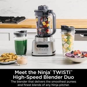 Ninja SS151 TWISTi Blender DUO, High-Speed 1600 WP Smoothie Maker & Nutrient Extracto...
