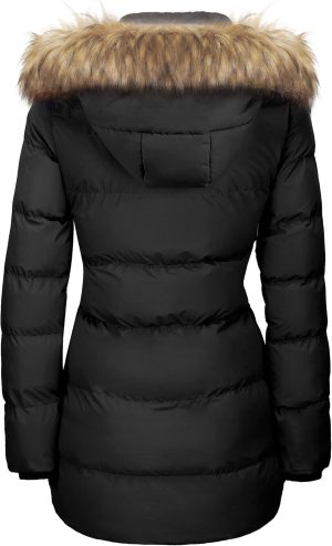 WenVen Women’s Winter Thicken Puffer Coat Warm Jacket with Faux Fur Removable Hood