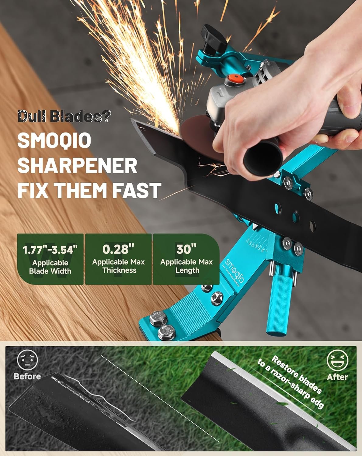Lawn Mower Blade Sharpener, Lawnmower Blade Sharpening Tool with Balancer, Blade Sharpner Kit for Grinder - Image 2