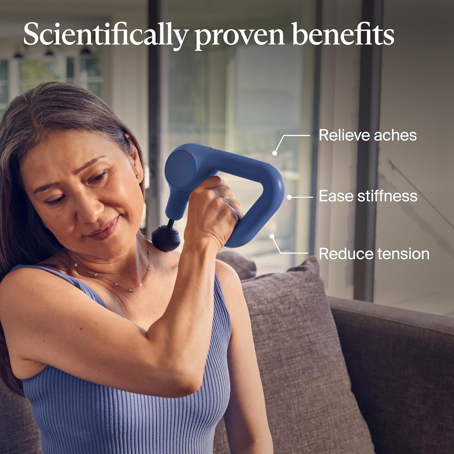 TheraGun Therabody Relief Handheld Percussion Massage Gun - Easy-to-Use, Comfortable & Light Personal Massager for Every Day Pain Relief Massage Therapy in Neck, Back, Leg, Shoulder and Body (Navy) - Image 2