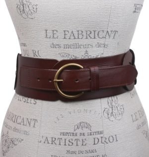 Ladies 3″ (75 mm) Wide High Waist Round Disk Linked Braided Cowhide Top Full Grain Leather Belt