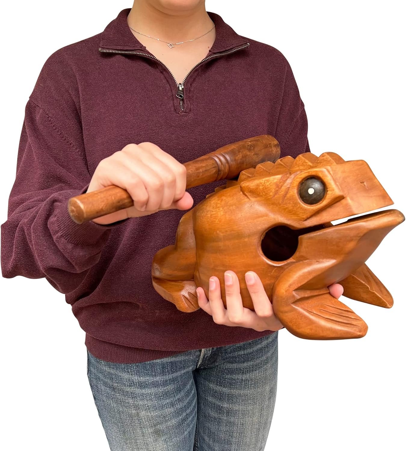 Deluxe Super-Jumbo 13" Wood Frog Guiro Rasp - Percussion Musical Instrument Tone Block - Wooden Instrument with Stick, Frog Noise Maker by World Percussion USA - Image 10