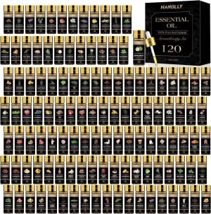 Essential Oils Set -120 Pcs Aromatherapy Essential Oil Kit for Diffuser, Humidifier, Massage, Skin Care, Candle Making – Fruity, Floral, Bakery, Mens, Woody & Herbal Essential Oil Set