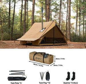POMOLY Camping Hot Tent Cabin Tent, Chalet 70 Pro Portable Wall Tent with Stove Jack and Two Poles for 2-3 Person Hiking, Backpacking