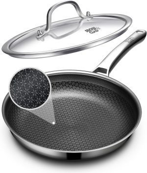 Non Stick Frying Pans 12 inch, Hybrid Frying Pans Nonstick with Lid,non stick Stainless St...