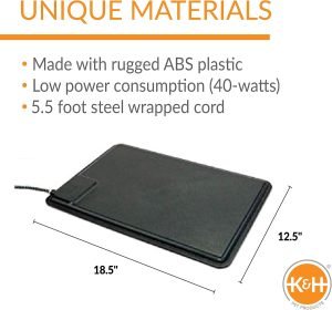 K&H Pet Products Heated Extreme Weather Outdoor Kitty Pad, Waterproof Heated Cat Mat, Pet Warmer for Outside Feral Cat Houses, Indoor Outdoor Warming Pet Mat – Small 12.5×18.5in Black 40W