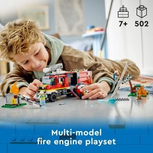 LEGO City Fire Command Truck Building Set – Fire Truck Toy with Land & Air Drones for Boys & Girls, Ages 7+ – Kids Pretend Play Toy with 3 Minifigures – Gift Ideas for Birthdays – 60374
