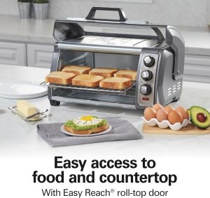 Hamilton Beach 6 Slice Convection Toaster Oven With Easy Reach Roll-Top Door, Bake, Broil ...