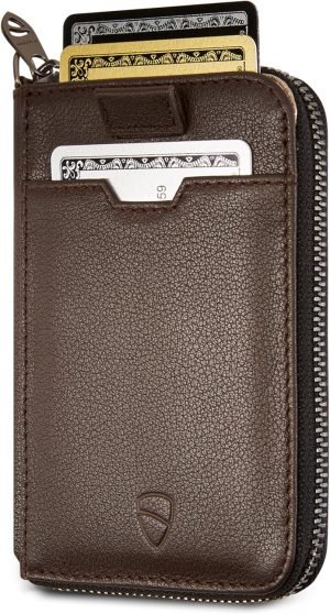 Vaultskin Slim Minimalsit RFID Blocking Wallet for Men – Leather Zipper Wallets for Men and Women with Coin Pocket, Card Holder & Front Pocket, Ideal Gift (Notting Hill)