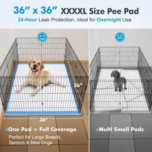 Gimars 4XL 36×36 Dog Pee Pads Extra Large – 200 Counts, Thicken Extra Absorbent Pet Training Puppy Pee Pads, Quick Dry Leak Proof Jumbo Disposable Polymer Wee Wee Pads for Dogs Cats Rabbits Pets