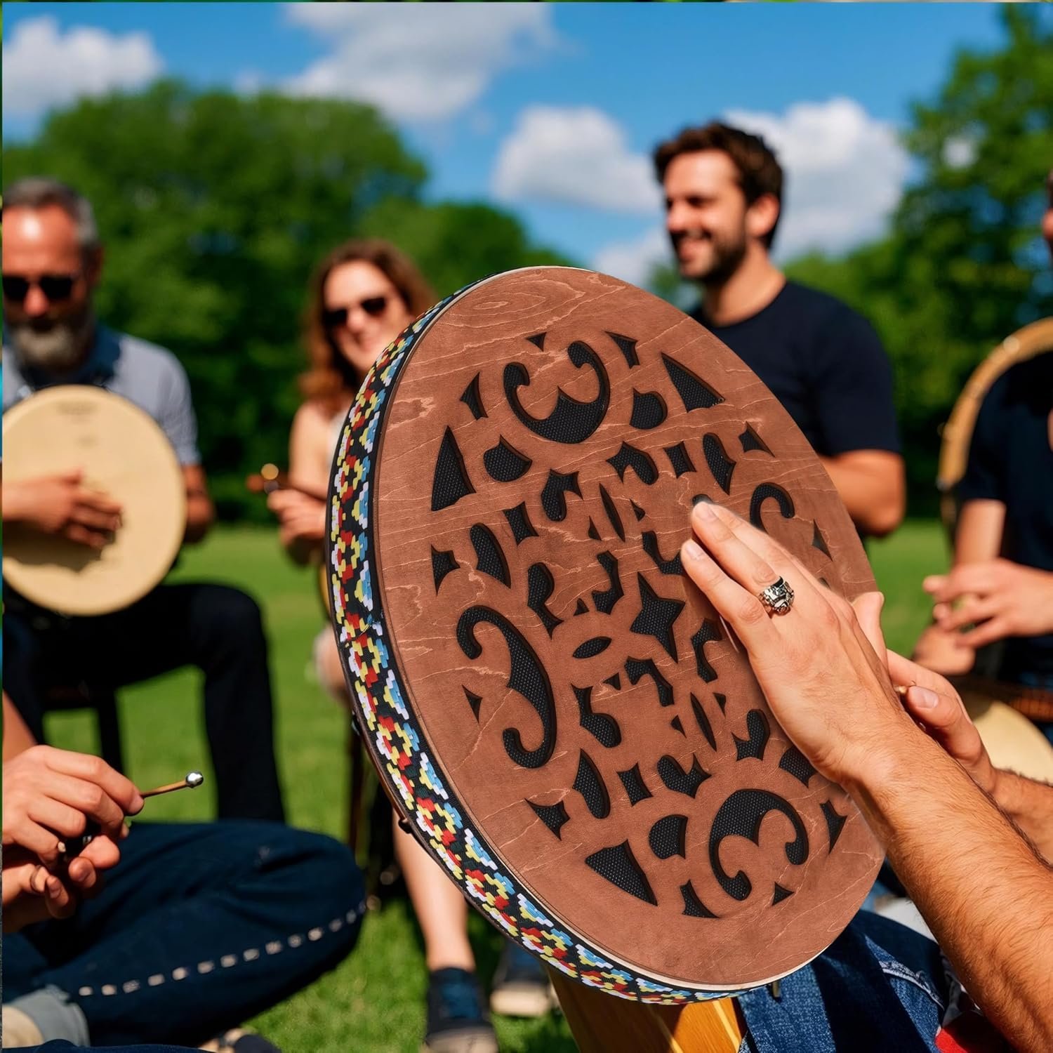 Handmade wooden ocean drum, sound healing wave drum, onomatopoeic tambourine, pleasant sound to release stress, yoga meditation performance accompaniment gift (12 inchs) - Image 7