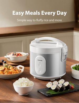 TOSHIBA Rice Cooker & Steamer Simple 5.5 Cup(Uncooked) with Steaming Basket, Removabl...