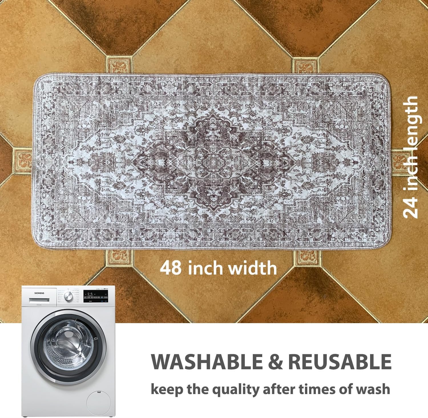 nunubaby 4PACK Washable Pee Pads for Dogs, Stylish, Non-Slip and Leak-Proof Pee Pads. Reusable Potty Pads for Dogs for Crates and Floors.(Brown/Geo, 24" x48") - Image 4