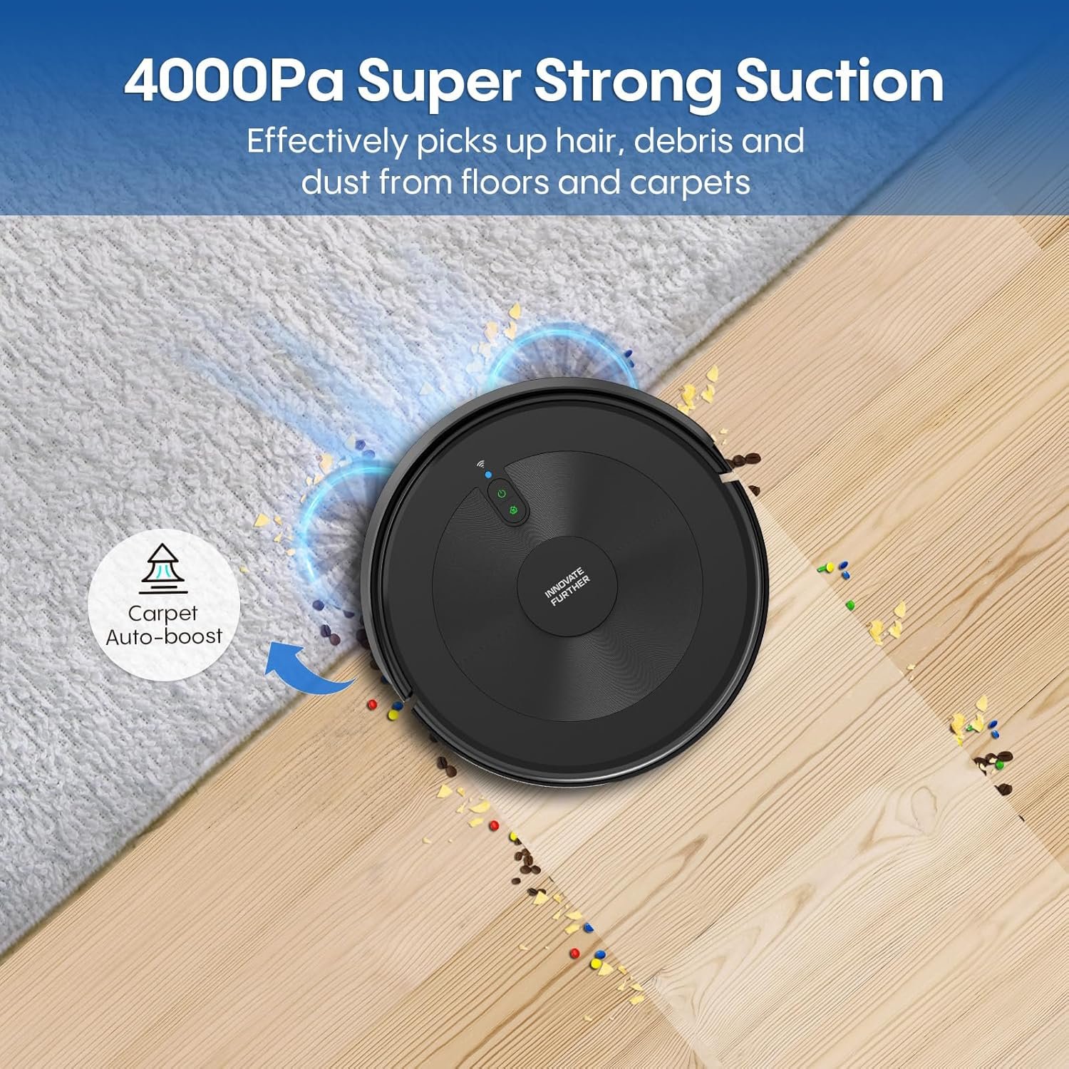 Robot Vacuum and Mop, 4000Pa 3-in-1 Robotic Vacuum Cleaner, Alexa & APP Control, Schedule Cleaning, Self-Charging, Slim and Quiet, Robotic Vacuum Perfect for Pet Hair, Hard Floor, Carpet - Image 2